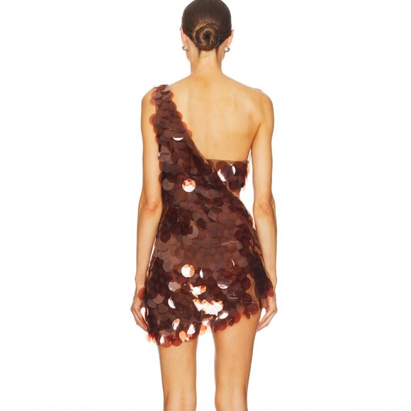 NEW The Dolls House Gia Drape Mini Dress in Brown Sequin XS Revolve Party - Picture 4 of 12